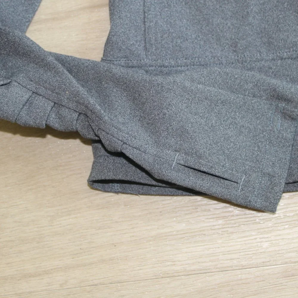 Karma Gray Off Center Ruffle Zip Jacket With Thumbholes Size Small